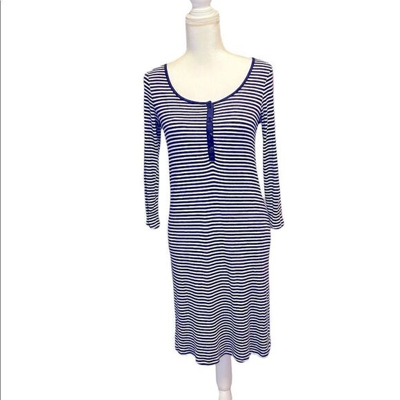 GAP Striped cotton Fitted Stretch Navy & White Striped Dress Women’s Size Small - Picture 1 of 10